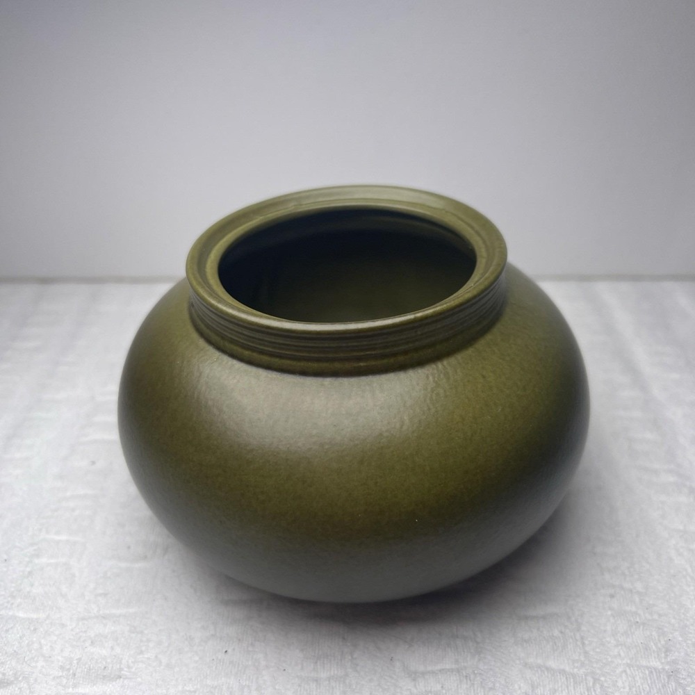 VINTAGE MYOTT GREEN SUGAR BOWL STONEWARE POTTERY ENGLAND MCM NO LID